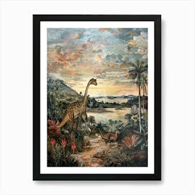 Dinosaur By The Sea Painting 4 Art Print