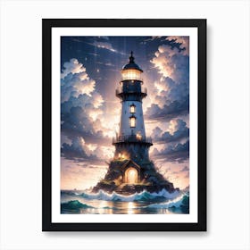 A Lighthouse In The Middle Of The Ocean 5 Art Print