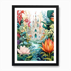 Lotusland Usa Garden Modern Illustration 1 Art Print