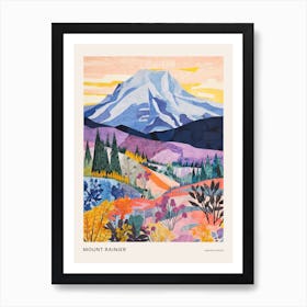 Mount Rainier United States 4 Colourful Mountain Illustration Poster Art Print