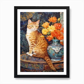 Marigold With A Cat 1 Art Nouveau Style Art Print