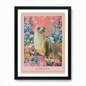 Floral Animal Painting Elephant Seal 3 Poster Art Print