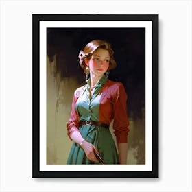 Girl With A Gun Art Print