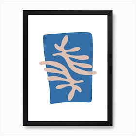 Matisse Inspired Blue Coral Leaves Cutout Art Print