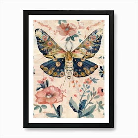 Pink Butterflies William Morris Style 4 Art Print