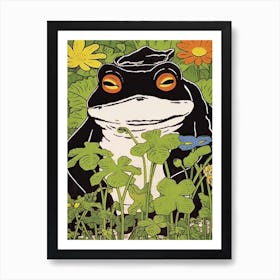 Frog In The Garden,  Matsumoto Hoji Inspired Japanese 14 Art Print