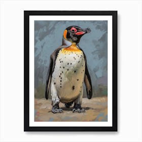 African Penguin Petermann Island Oil Painting 2 Art Print