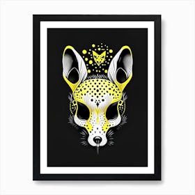 Animal Skull Yellow Doodle Art Print