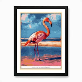 Greater Flamingo Walvis Bay Erongo Namibia Tropical Illustration 3 Poster Art Print