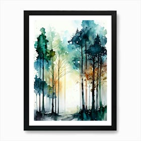 Watercolor Of Trees Art Print