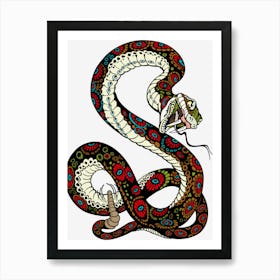 Tiger Snake Lion Illustration Snake Vertebrate Reptile Animal Art Print