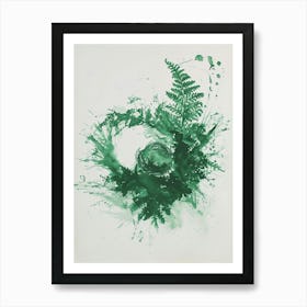 Green Ink Painting Of A Birds Nest Fern 2 Art Print