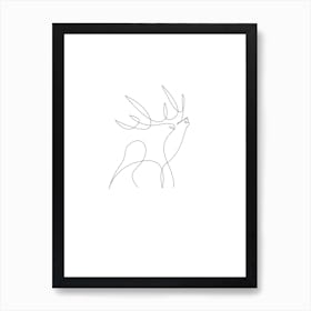 Lone Deer, Line Art, Outline, Art, Nature, Wall Print Art Print