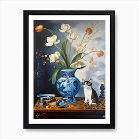 Orchids With A Cat 1 Dali Surrealism Style Art Print