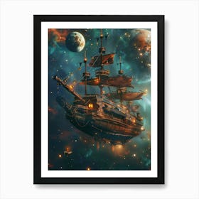 Fantasy Ship Floating in the Galaxy 2 Art Print