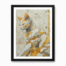 Cat Precisionist Illustration 3 Art Print