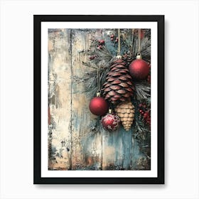 Vintage Holiday Mixed Media 12 Art Print