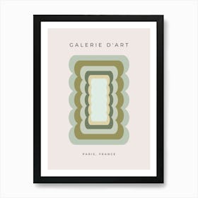 Vintage Wavy Lines Sage Green And Beige Art Print