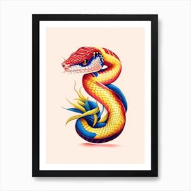 Corn Snake Tattoo Style Art Print