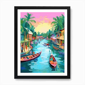 Thailand Bangkok Floating Market Travel Housewarming Painting Art Print