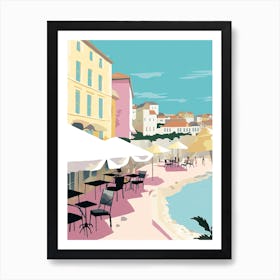 Biarritz, France, Flat Pastels Tones Illustration 1 Art Print