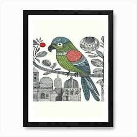 Taffy Parrot On A Branch Art Print