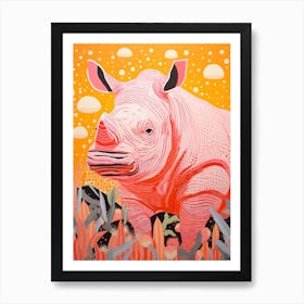 Pink Abstract Geometric Rhino 1 Art Print