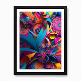 Maximalism Visually Striking Art Piece with vibrant colors, diverse patterns 4 Art Print