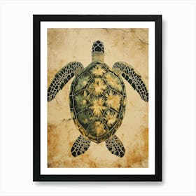 Sepia Sea Turtle Painting Art Print