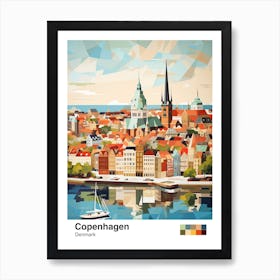 Copenhagen, Denmark, Geometric Illustration 1 Poster Art Print