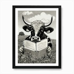 Cow Reading A Book 2 Art Print