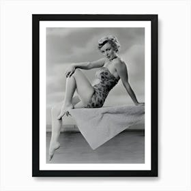 Marilyn Monroe Poses On A Diving Board Above A Swimming Pool Art Print