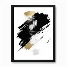 Black And Gold Brush Strokes Art Print