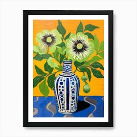Flowers In A Vase Still Life Painting Passionflower 1 Art Print