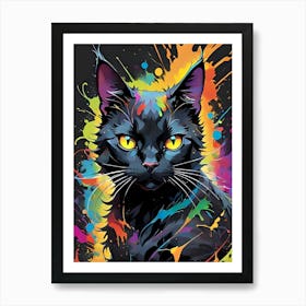 Black Cat Painting Art Print