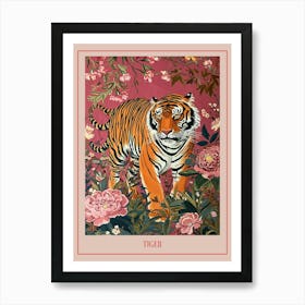 Floral Animal Painting Tiger 7 Poster Art Print