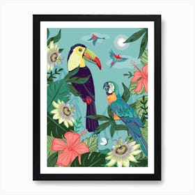 Toucan And Parrots Art Print