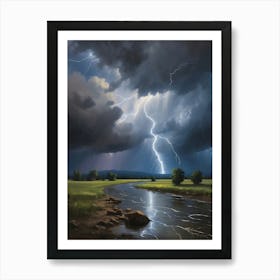 Lightning Over A River 1 Art Print