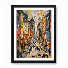 Painting Of A Berlin With A Cat In The Style Of Abstract Expressionism, Pollock Style 2 Art Print