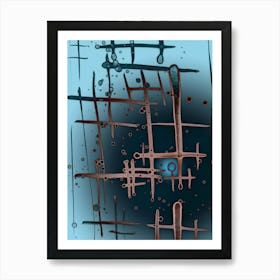Abstraction Blue Japanese Calligraphy Art Print