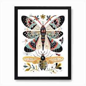 Colourful Insect Illustration Lacewing 7 Art Print