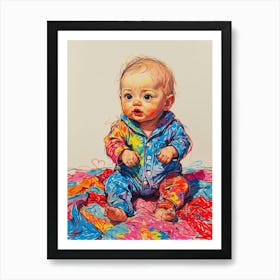 Baby On A Blanket Art Print