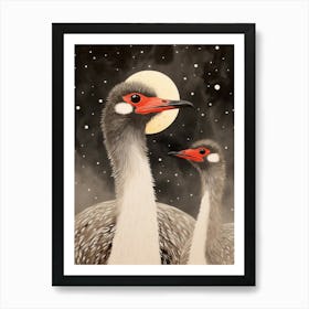 Bird Illustration Ostrich 2 Art Print