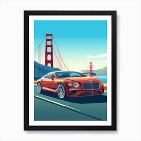 A Bentley Continental Gt In The Pacific Coast Highway Car Illustration 3 Art Print