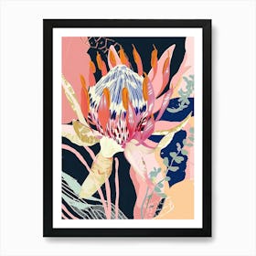Colourful Flower Illustration Protea 4 Art Print
