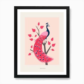 Minimalist Peacock 2 Bird Poster Art Print