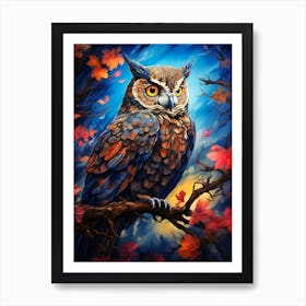 Owl In Autumn Art Print