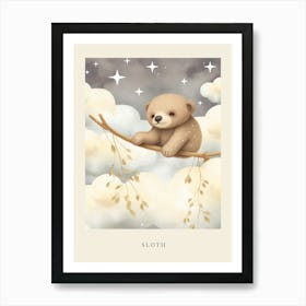 Sleeping Baby Sloth 1 Nursery Poster Art Print