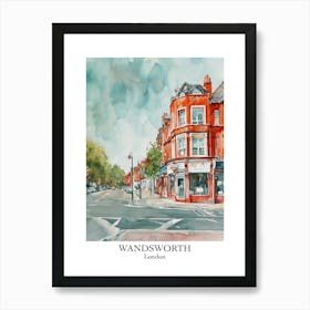 Wandsworth London Borough   Street Watercolour 2 Poster Art Print