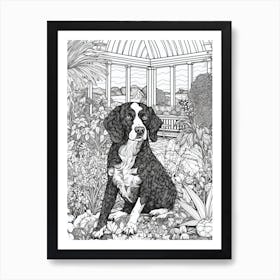 Drawing Of A Dog In Royal Botanic Gardens, Kew United Kingdom In The Style Of Black And White Colouring Pages Line Art 02 Art Print
